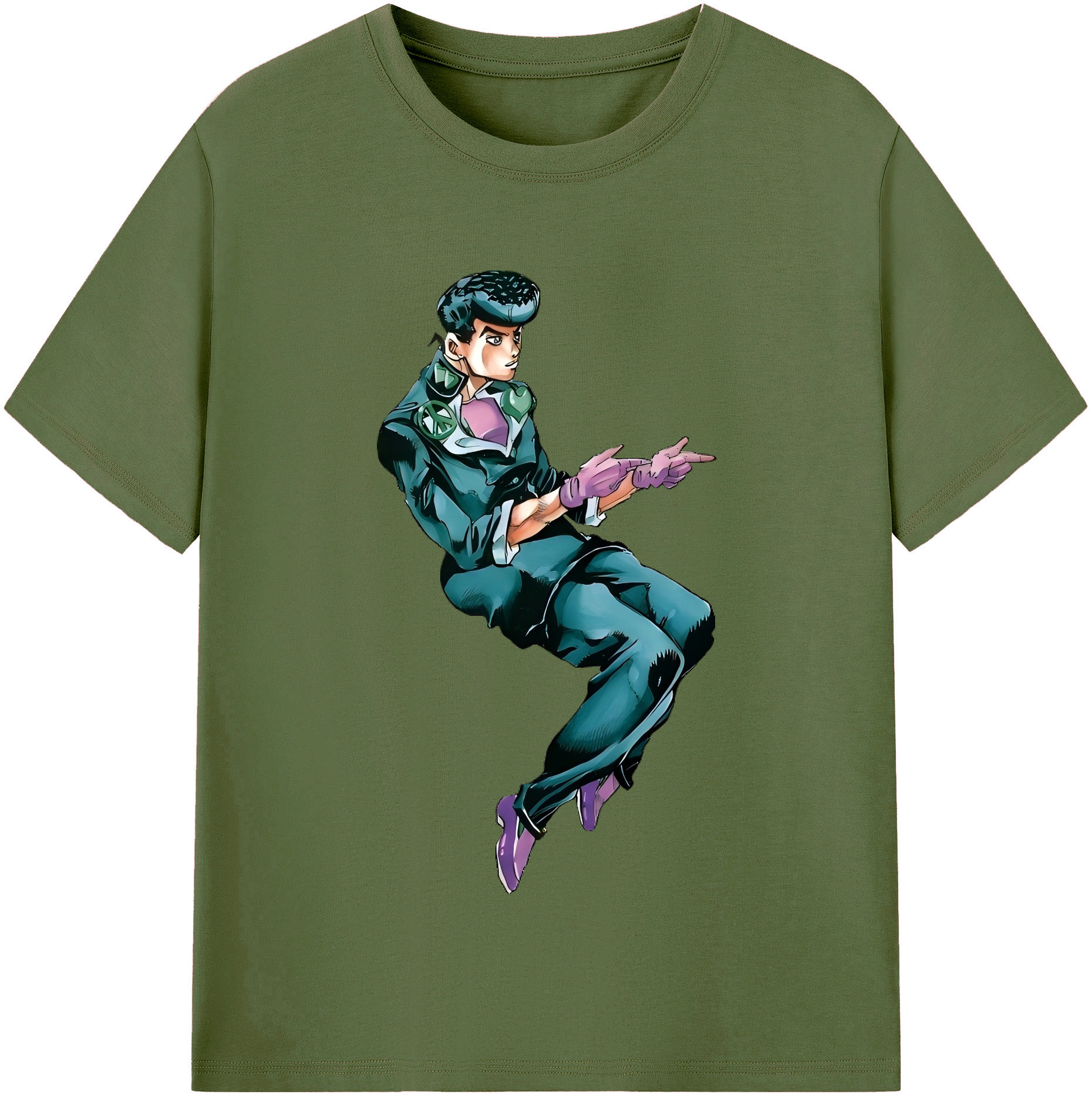 （画像用） ジョジョの奇妙な冒険 ひがしかた じょうすけ JoJo's Bizarre Adventure Higashikata Josuke 綿100％半袖Tシャツ（フロントプリント）
